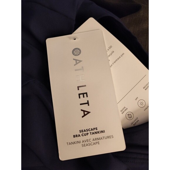 Athleta Seascape Bra Cup Blousy Modest Tankini Top Navy Blue 36B 36C Medium NWT - Picture 7 of 11